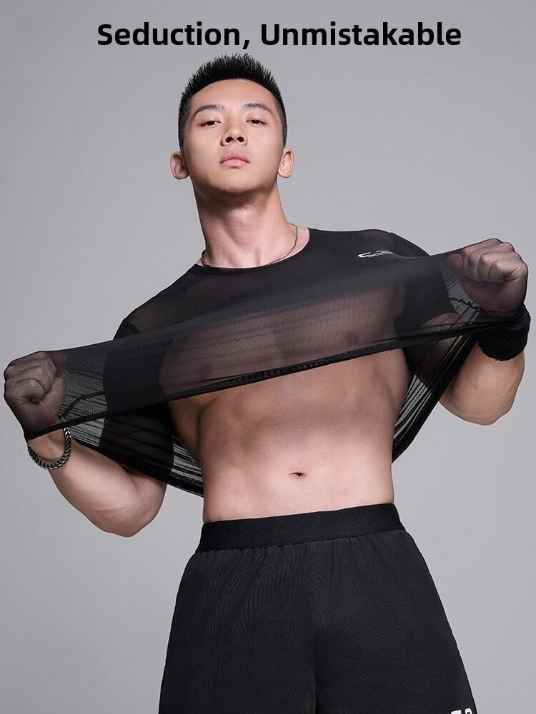 Men's High Elastic Transparent Gym T-shirt