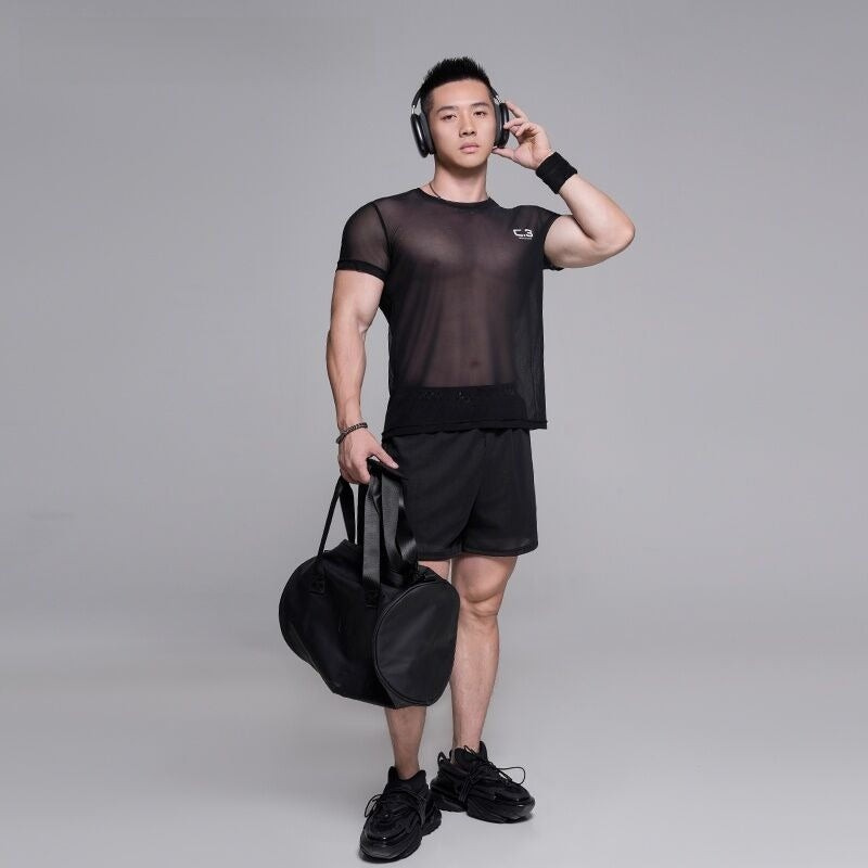 Men's High Elastic Transparent Gym T-shirt