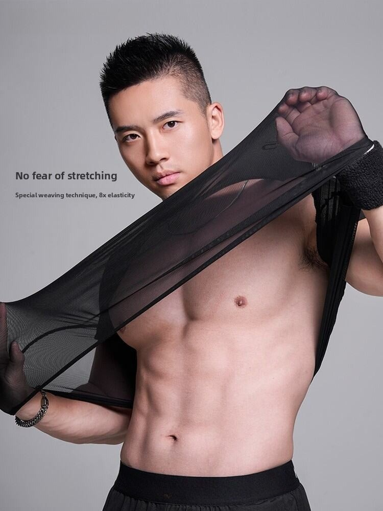 Men's High Elastic Transparent Gym T-shirt
