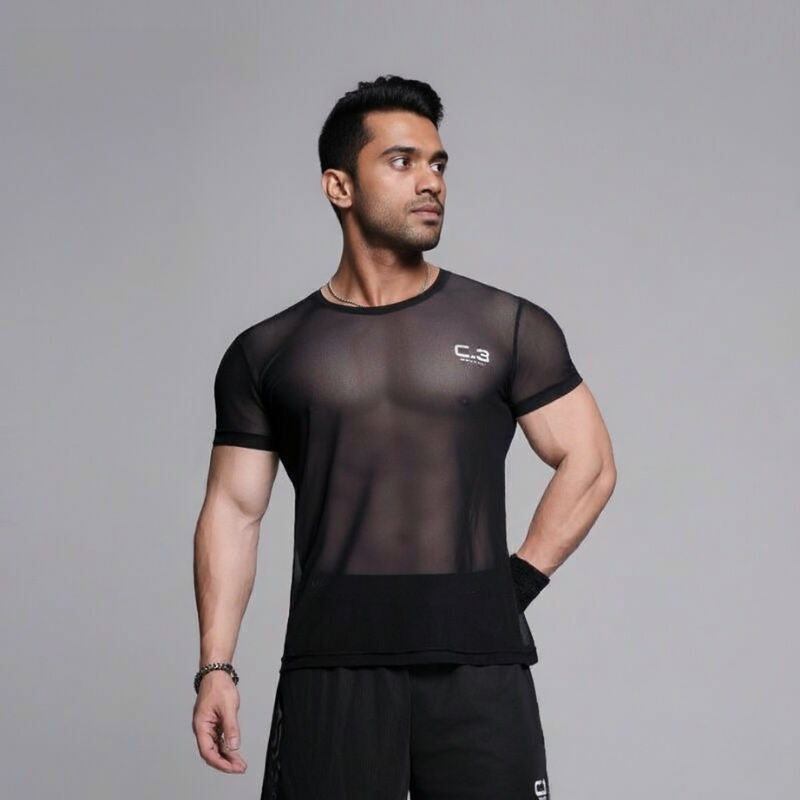 Men's High Elastic Transparent Gym T-shirt