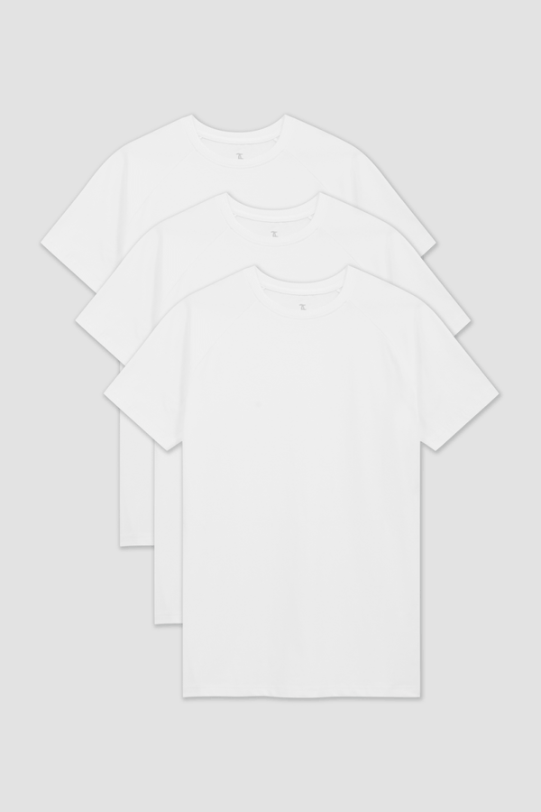 3 Pack Muscle Fit Crew Neck T-Shirt in White