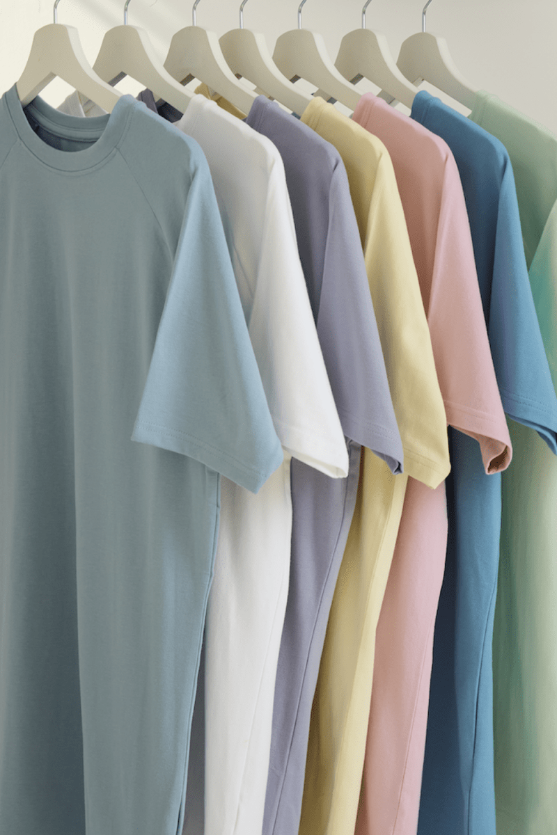 7 Pack Muscle Fit Crew Neck T-Shirt in Mint/ Soft Blue/ Pink/ Lemon/ Lilac/ White/ Pale Blue