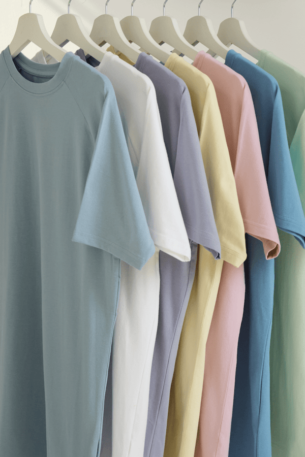 7 Pack Muscle Fit Crew Neck T-Shirt in Mint/ Soft Blue/ Pink/ Lemon/ Lilac/ White/ Pale Blue