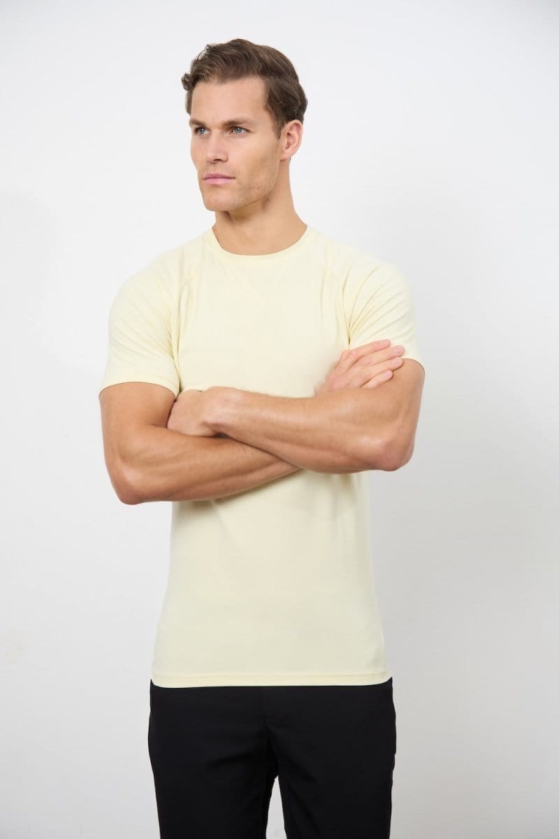 7 Pack Muscle Fit Crew Neck T-Shirt in Black/ Grey/ White/ Sage/ Mint/ Lemon/ Blue