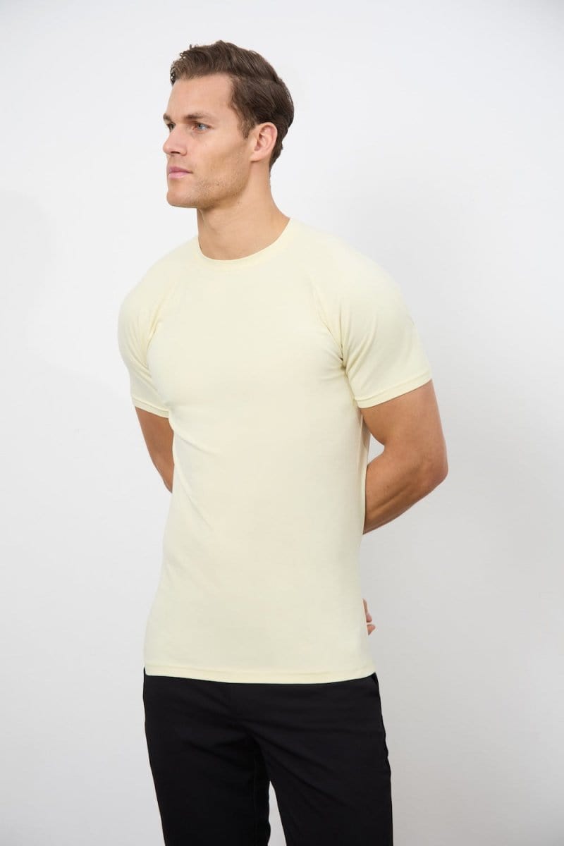 7 Pack Muscle Fit Crew Neck T-Shirt in Black/ Grey/ White/ Sage/ Mint/ Lemon/ Blue