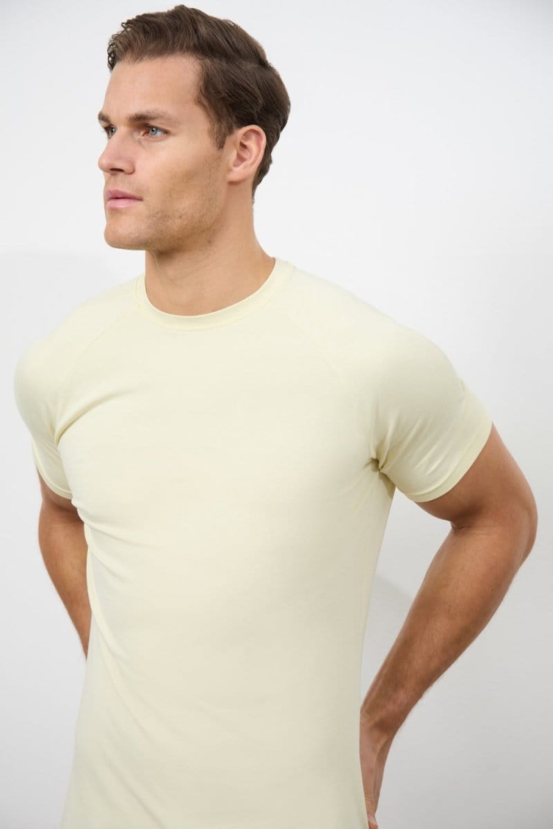 7 Pack Muscle Fit Crew Neck T-Shirt in Black/ Grey/ White/ Sage/ Mint/ Lemon/ Blue