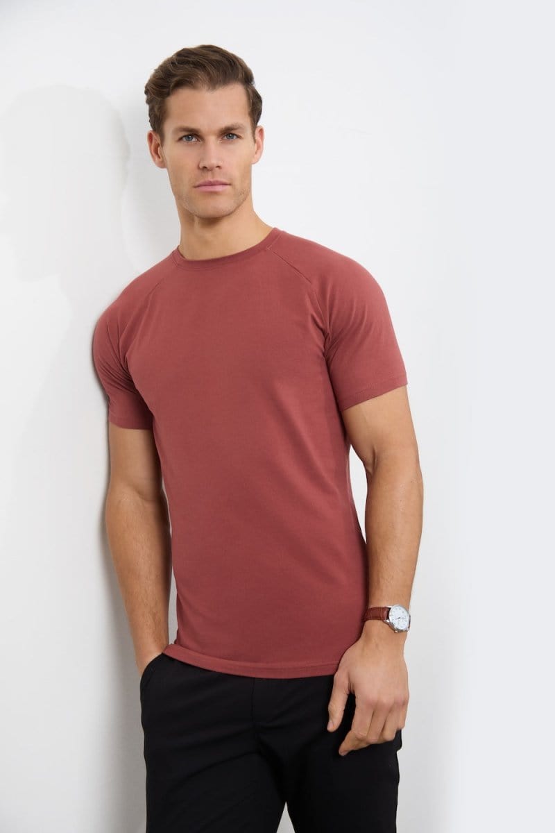 5 Pack Muscle Fit Crew Neck T-Shirt in Faded Terracotta/ Dusty Lilac/ Blue/ Sage/ Sand