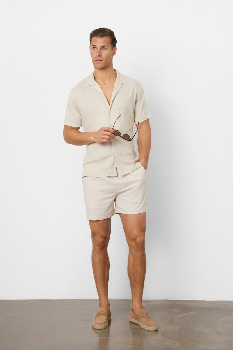 Linen Blend Shorts in Stone