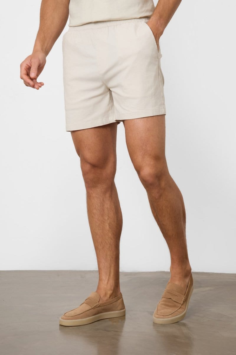 Linen Blend Shorts in Stone