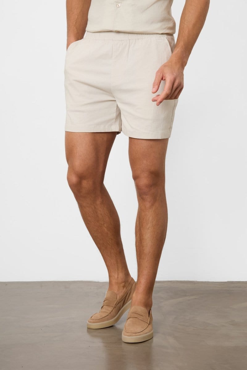 Linen Blend Shorts in Stone