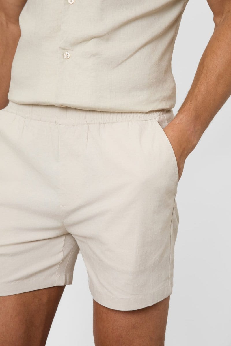 Linen Blend Shorts in Stone