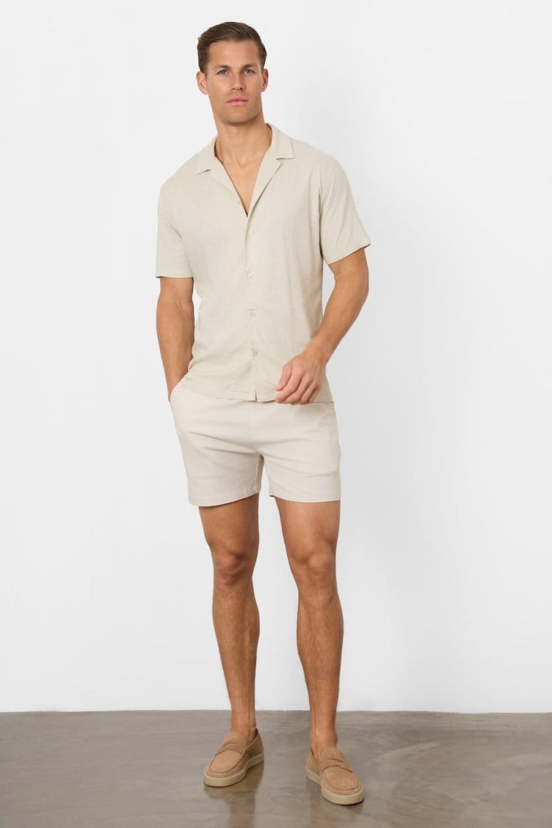 Linen Blend Shorts in Stone