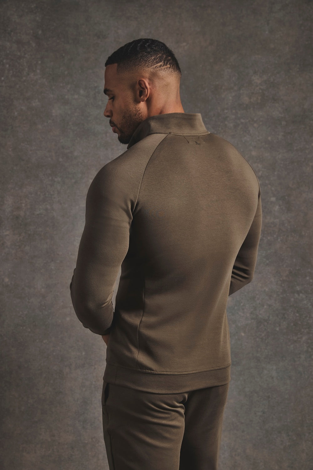 Interlock Half Zip Sweatshirt in Deep Khaki