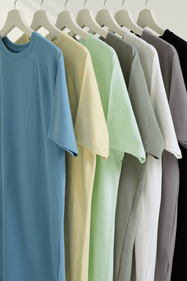 7 Pack Muscle Fit Crew Neck T-Shirt in Black/ Grey/ White/ Sage/ Mint/ Lemon/ Blue