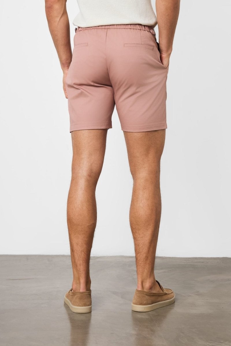 Smart Pleated Cotton Side Adjust Short in Dusky Pink