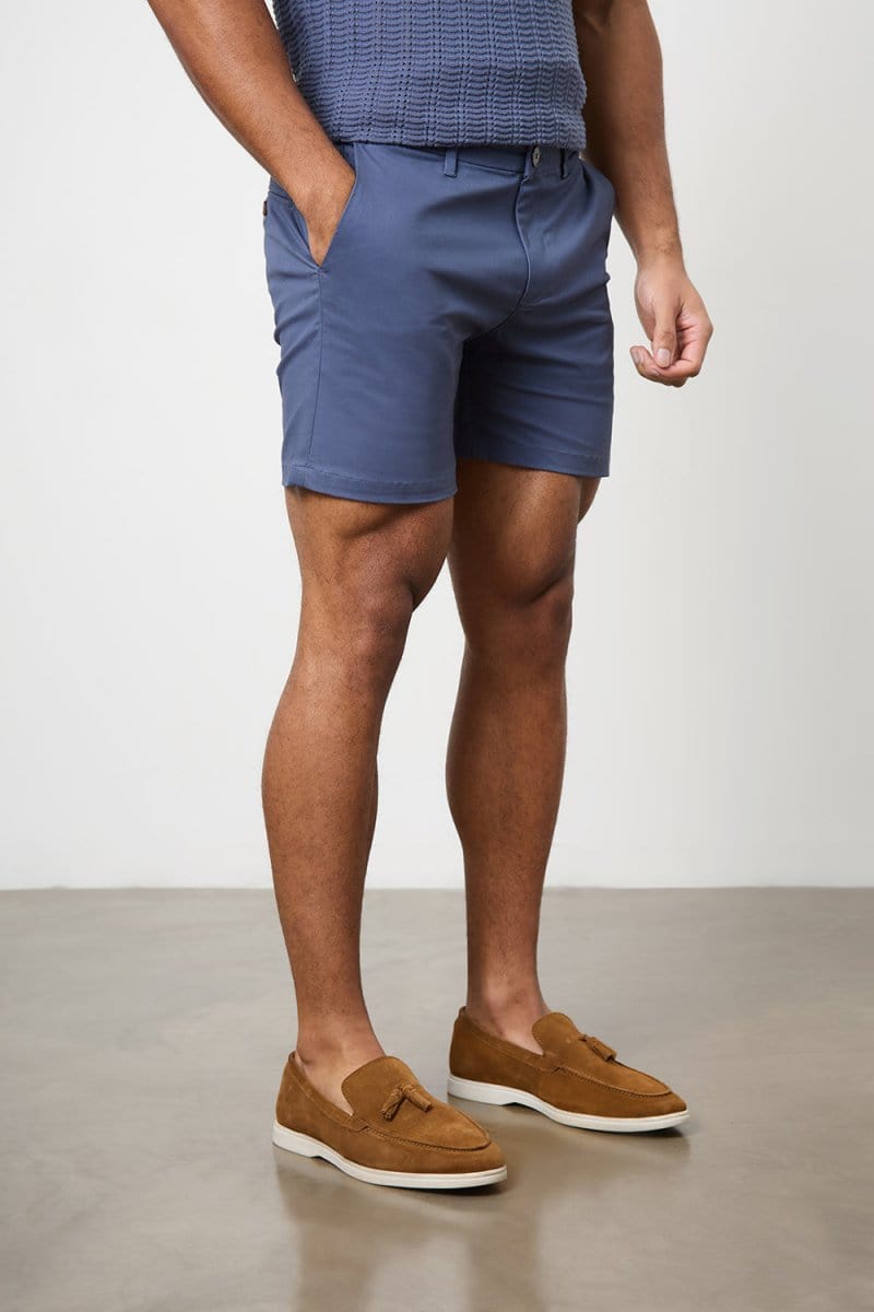 Muscle Fit Chino Shorts - Shorter Length in Airforce