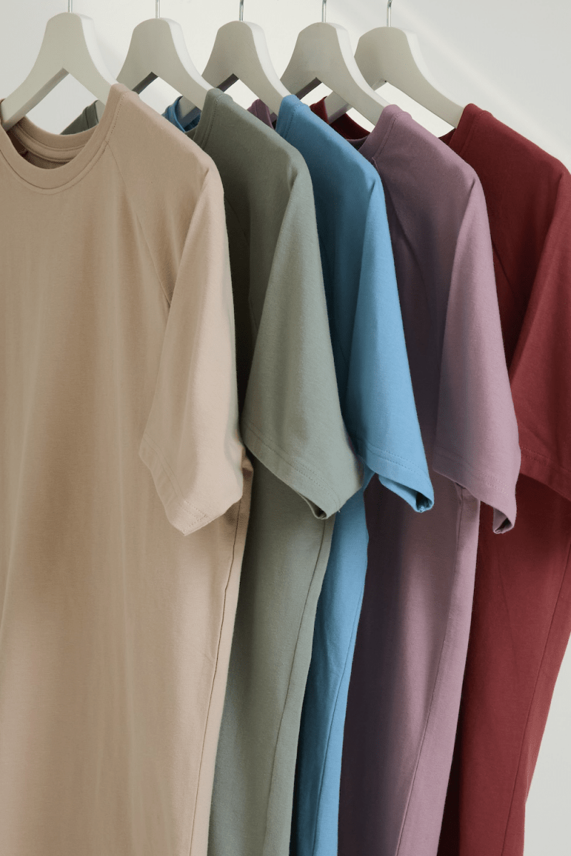 5 Pack Muscle Fit Crew Neck T-Shirt in Faded Terracotta/ Dusty Lilac/ Blue/ Sage/ Sand