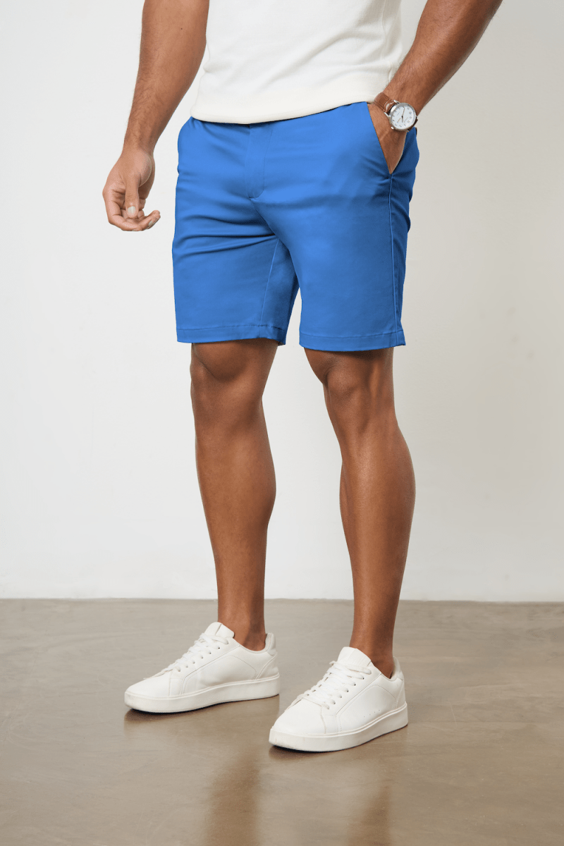 Muscle Fit Chino Shorts in Mid Blue