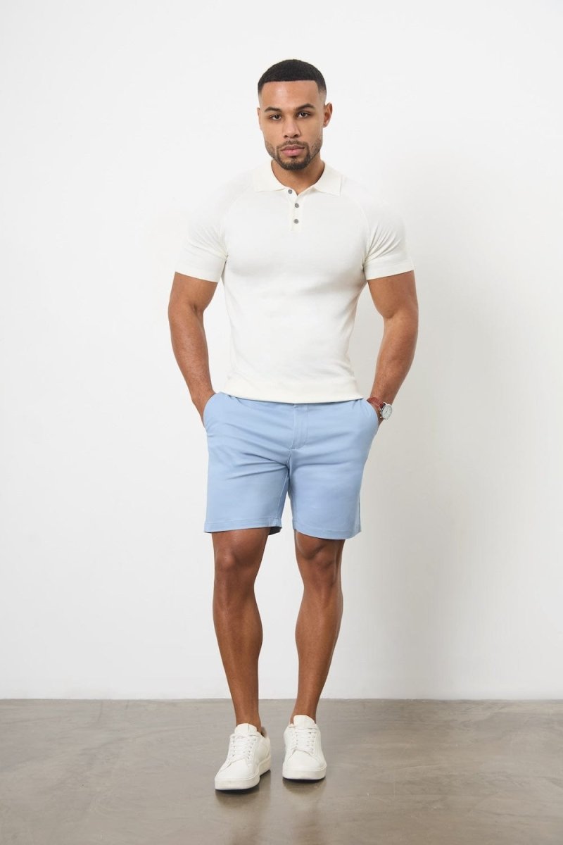 Muscle Fit Chino Shorts in Light Blue
