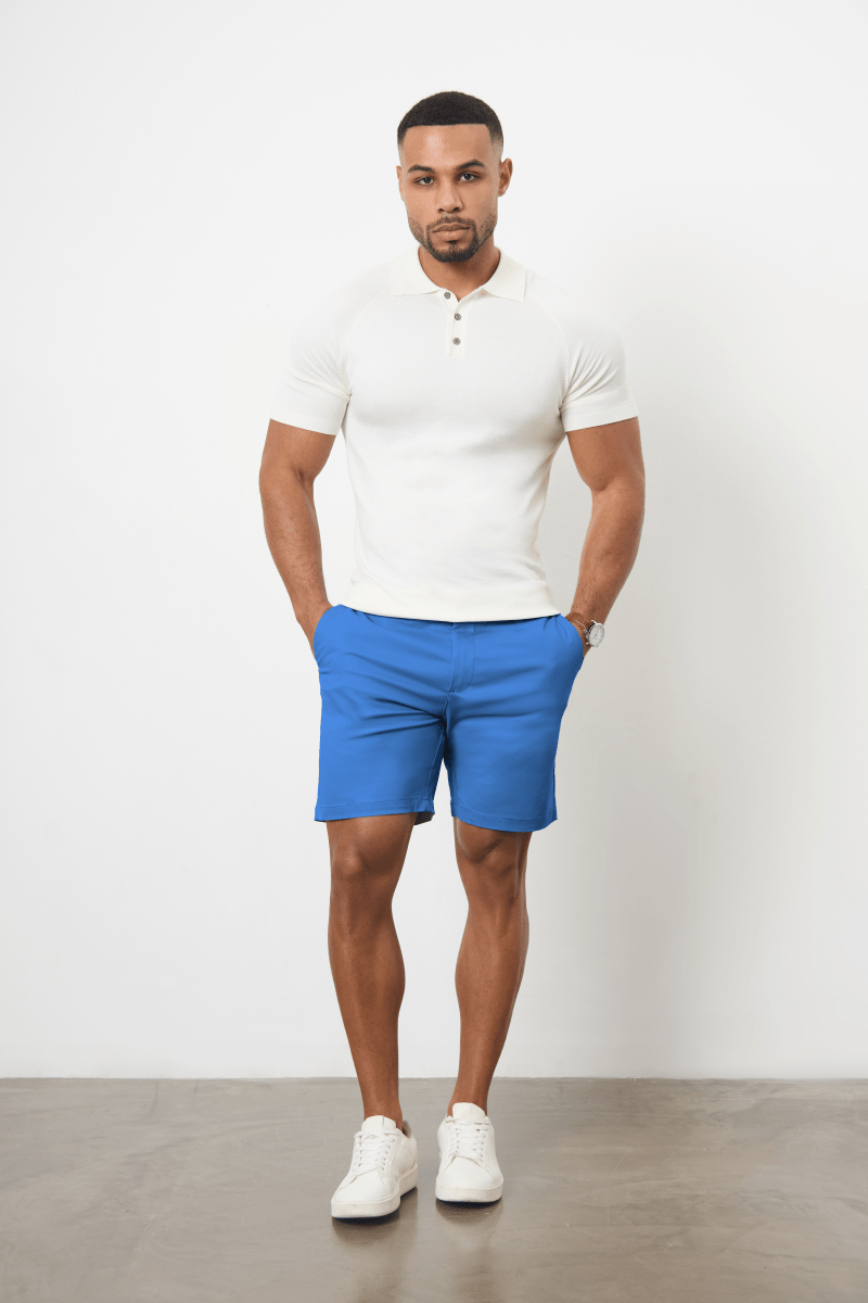 Muscle Fit Chino Shorts in Mid Blue