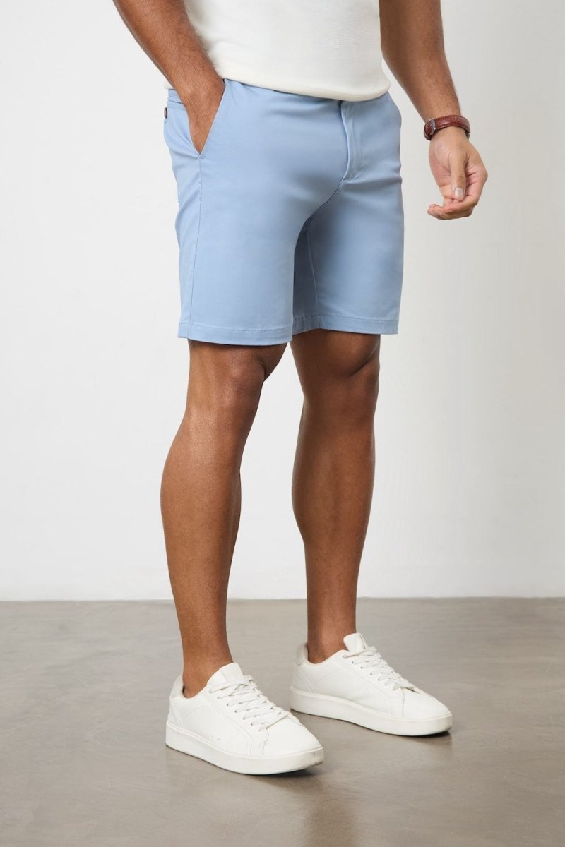 Muscle Fit Chino Shorts in Light Blue