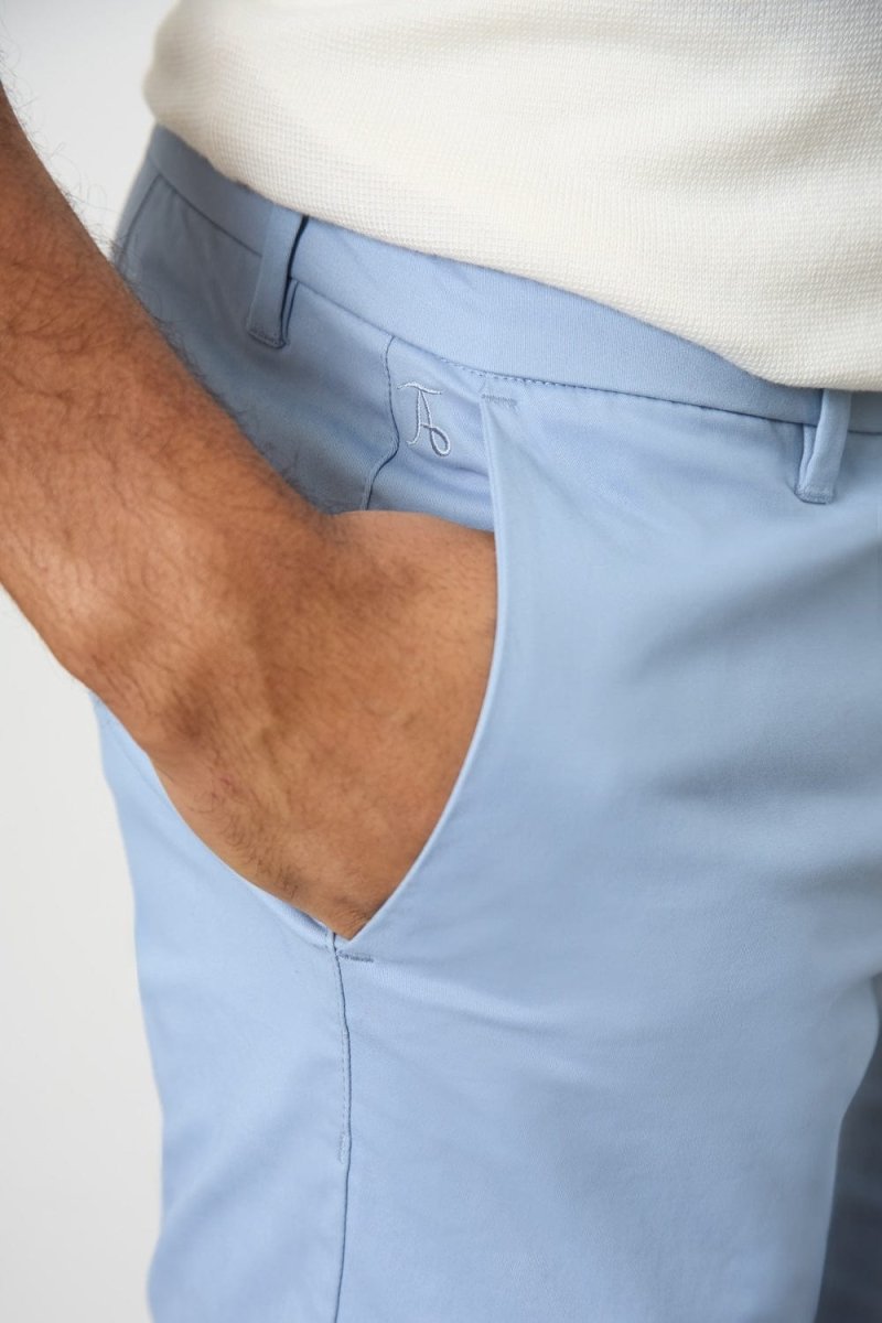 Muscle Fit Chino Shorts in Light Blue