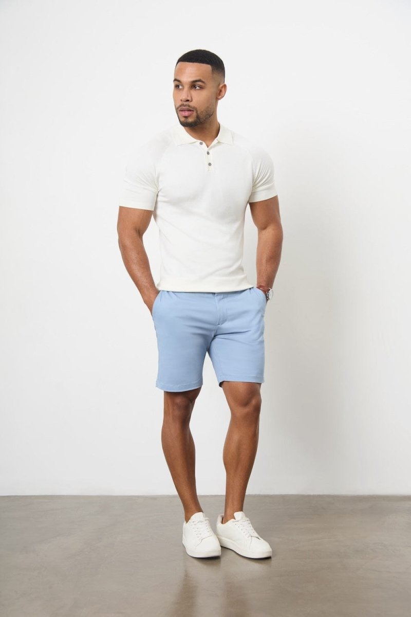 Muscle Fit Chino Shorts in Light Blue