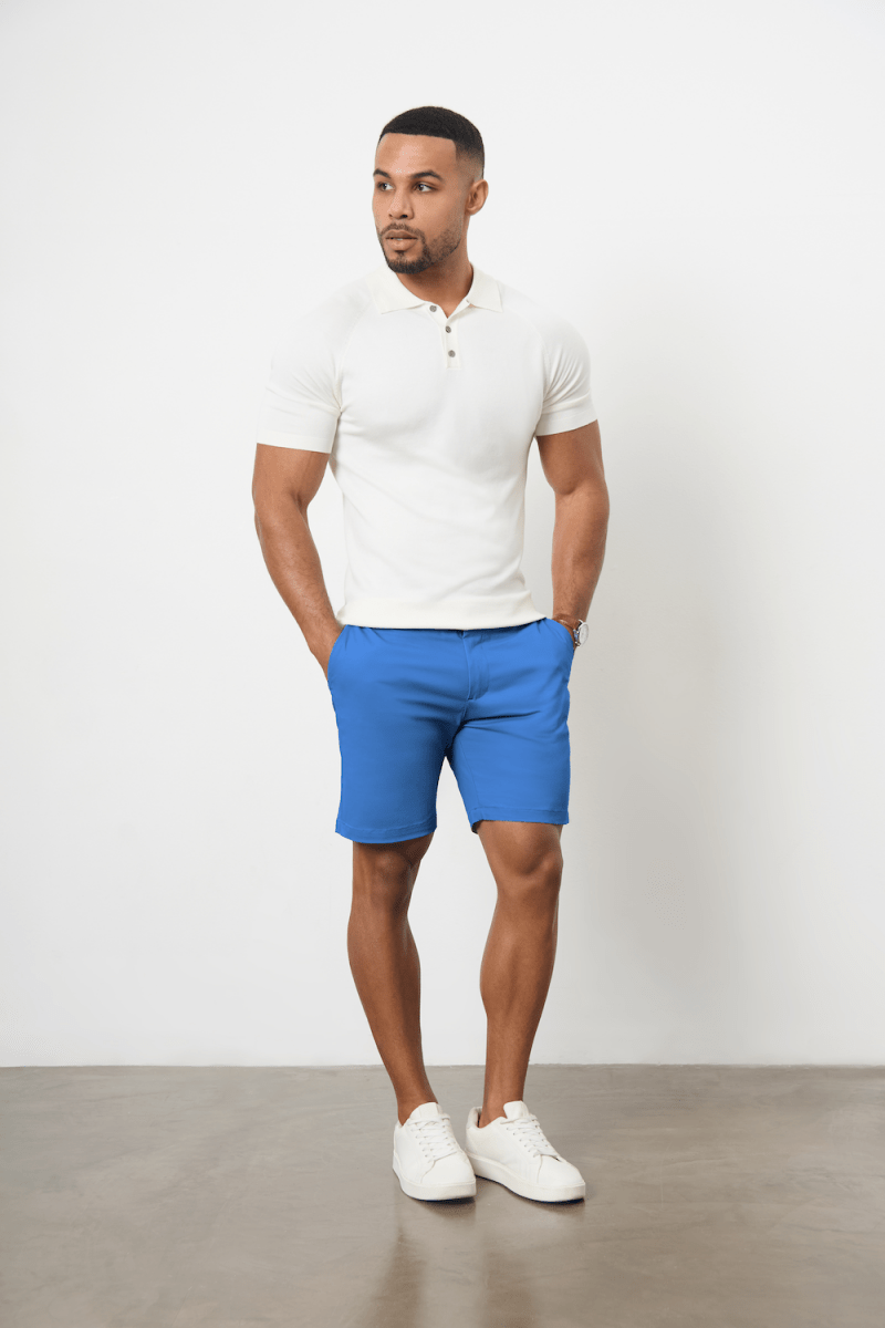 Muscle Fit Chino Shorts in Mid Blue