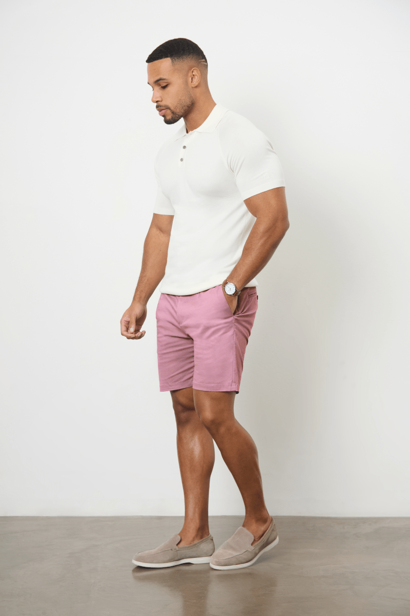 Muscle Fit Chino Shorts in Dusky Pink