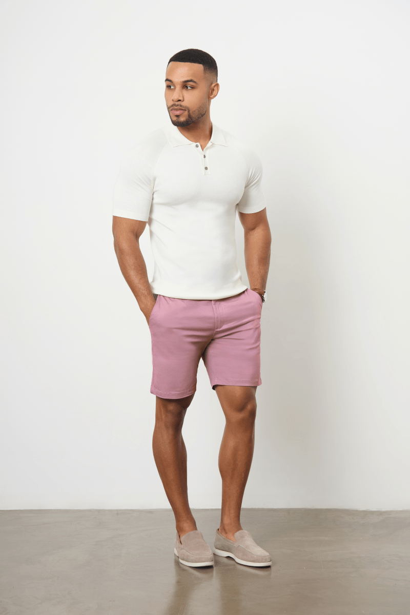 Muscle Fit Chino Shorts in Dusky Pink