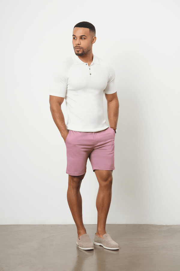 Muscle Fit Chino Shorts in Dusky Pink