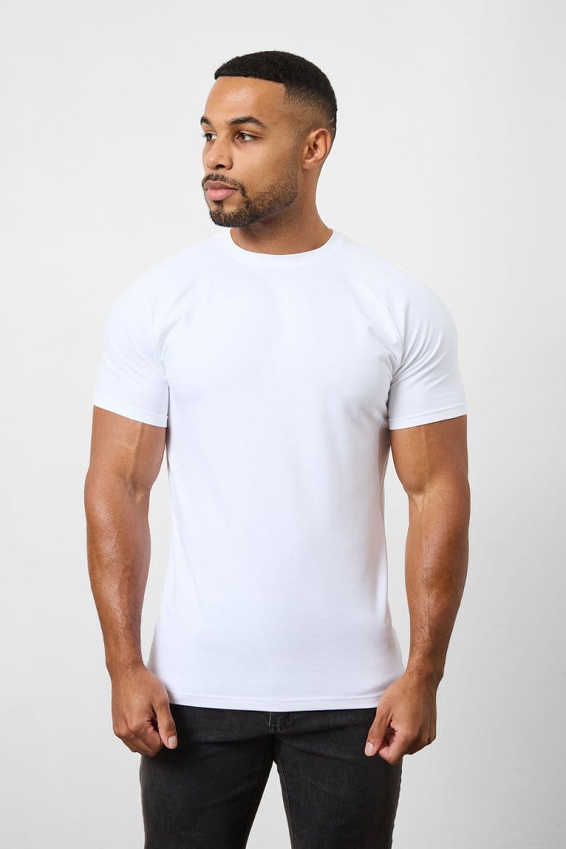 3 Pack Muscle Fit Crew Neck T-Shirt in White