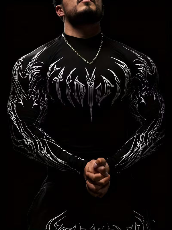 Men'S High-Neck Slim Fit Compression Long Sleeve T-Shirt