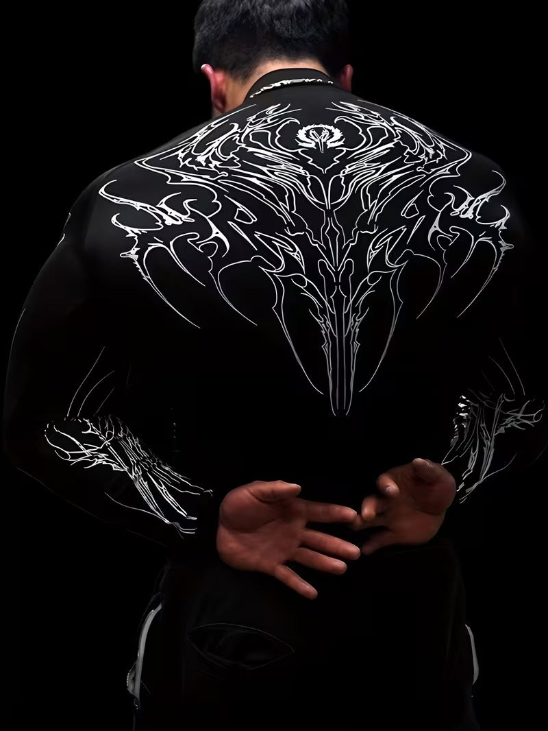 Men'S High-Neck Slim Fit Compression Long Sleeve T-Shirt