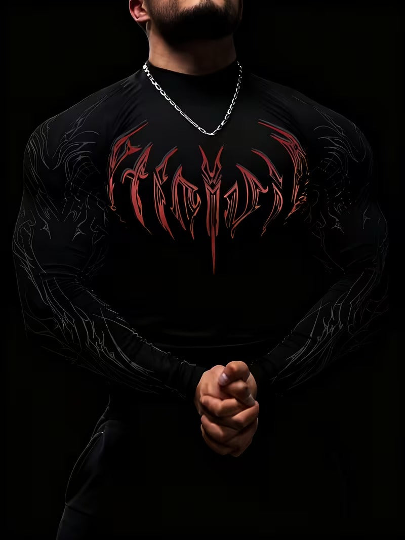 Men'S High-Neck Slim Fit Compression Long Sleeve T-Shirt