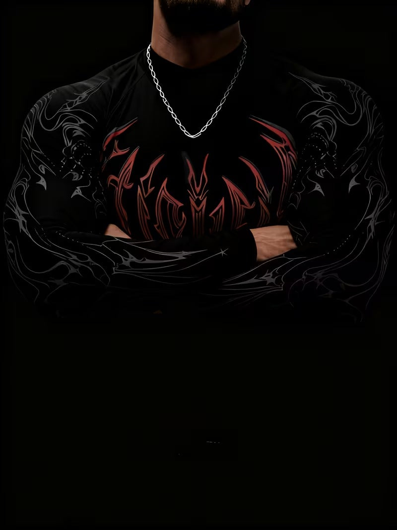 Men'S High-Neck Slim Fit Compression Long Sleeve T-Shirt