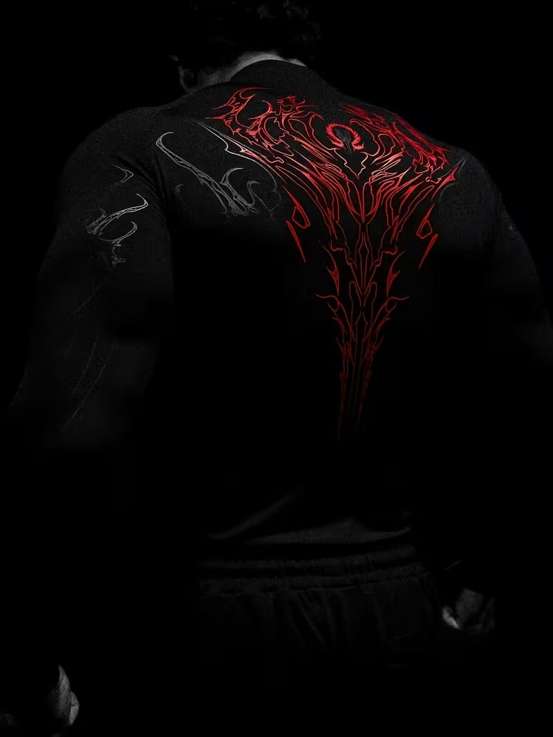 Men'S High-Neck Slim Fit Compression Long Sleeve T-Shirt