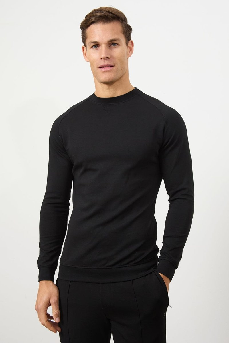 Interlock Crew Neck Sweat in Black