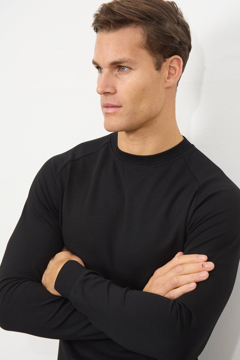 Interlock Crew Neck Sweat in Black
