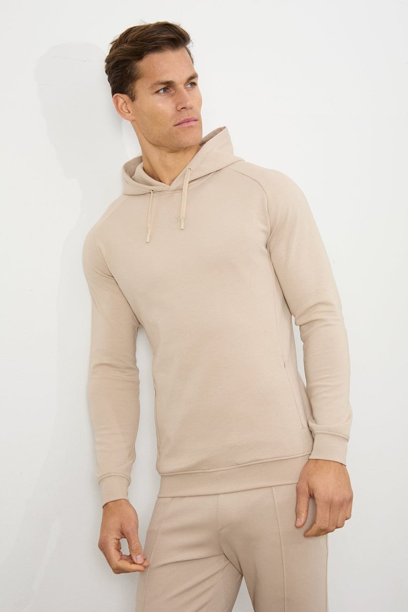 Interlock Hoodie Sweat in Stone