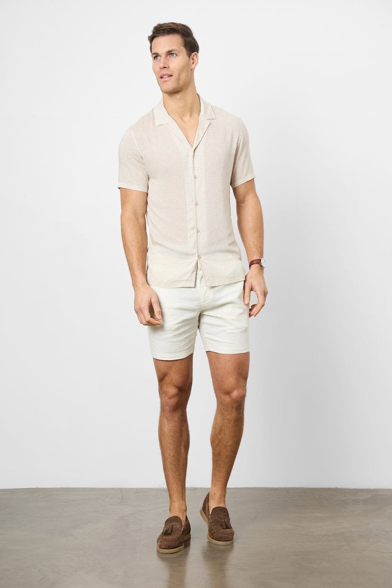 Linen Blend Side Adjuster Shorts in Chalk