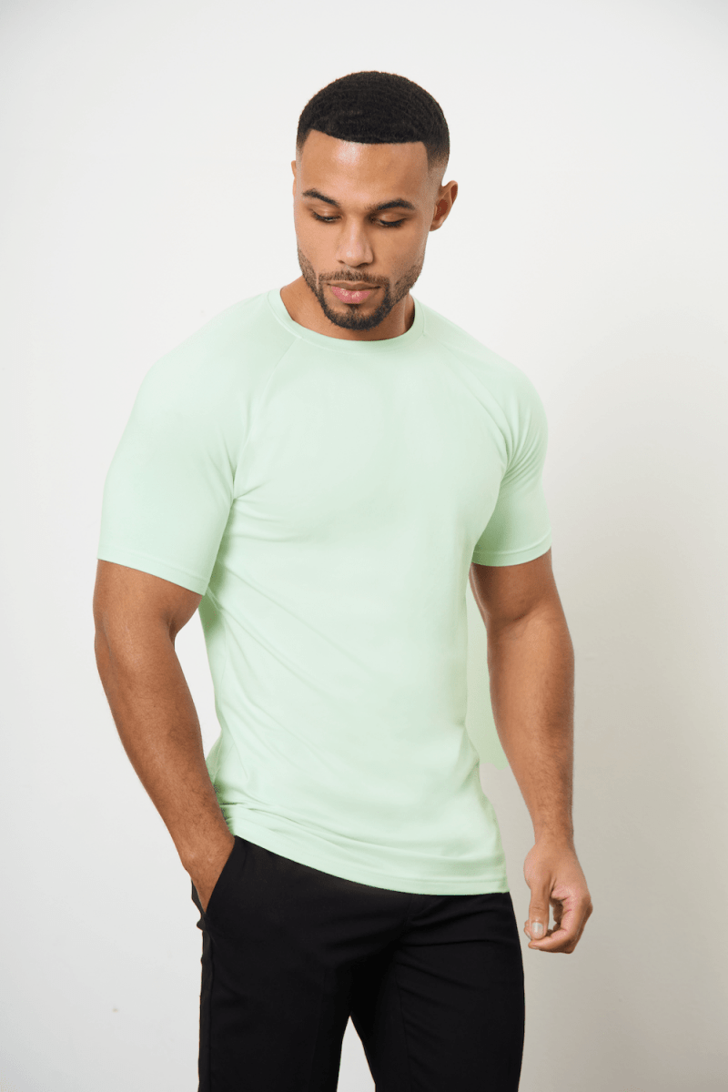 7 Pack Muscle Fit Crew Neck T-Shirt in Mint/ Soft Blue/ Pink/ Lemon/ Lilac/ White/ Pale Blue