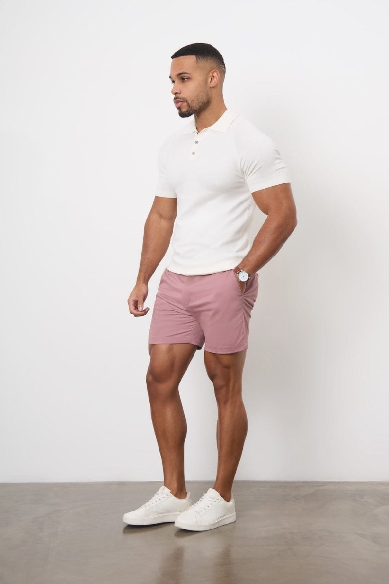 Muscle Fit Chino Shorts - Shorter Length in Dusky Pink