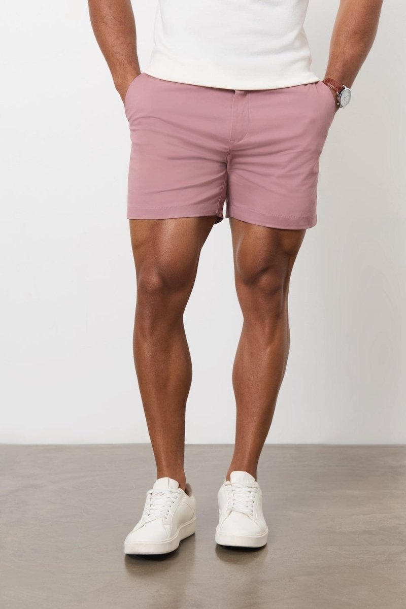 Muscle Fit Chino Shorts - Shorter Length in Dusky Pink