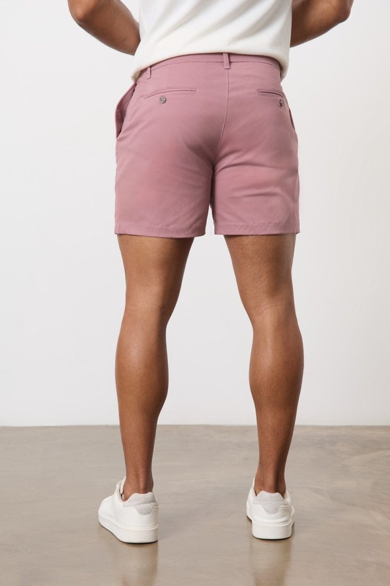 Muscle Fit Chino Shorts - Shorter Length in Dusky Pink