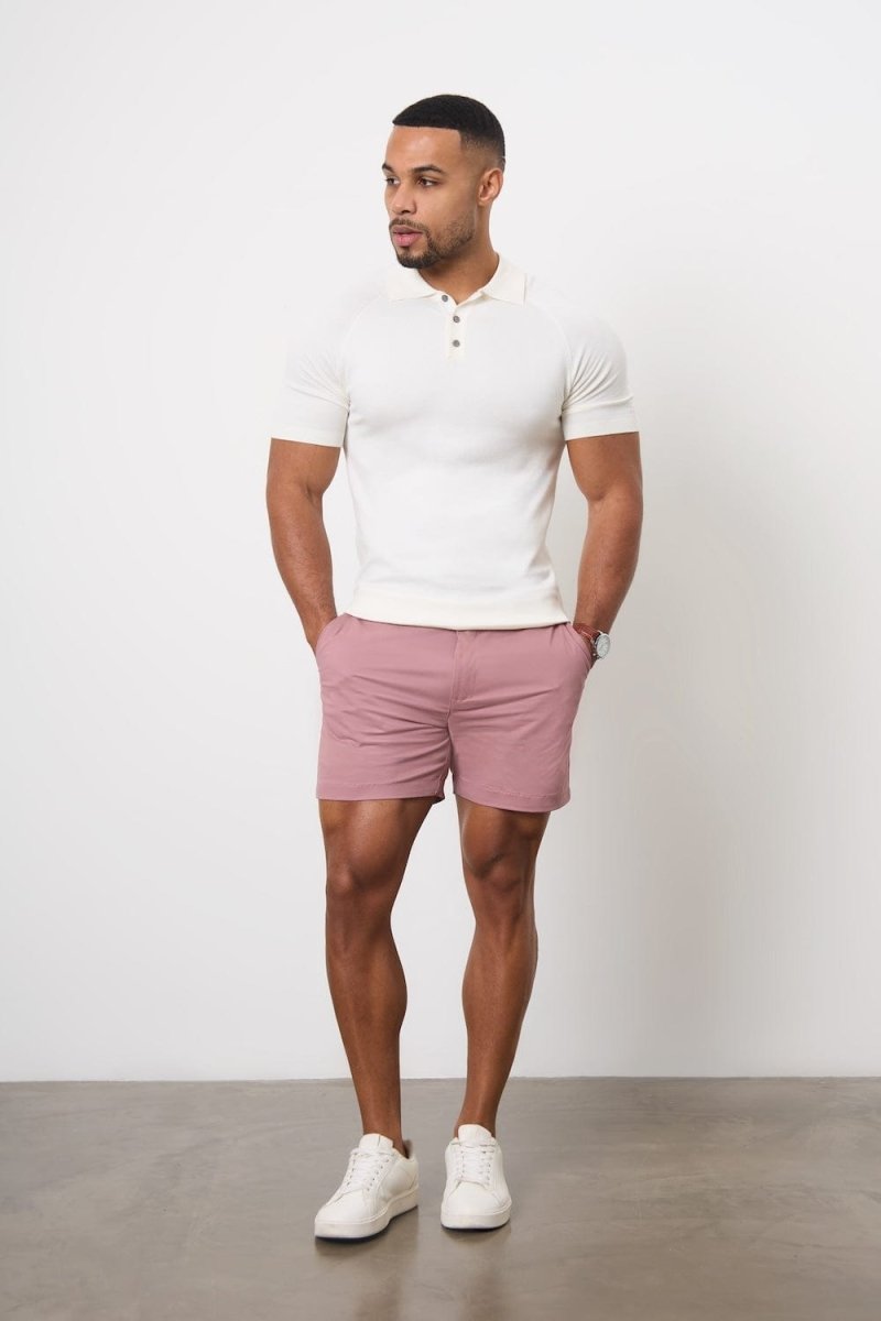 Muscle Fit Chino Shorts - Shorter Length in Dusky Pink