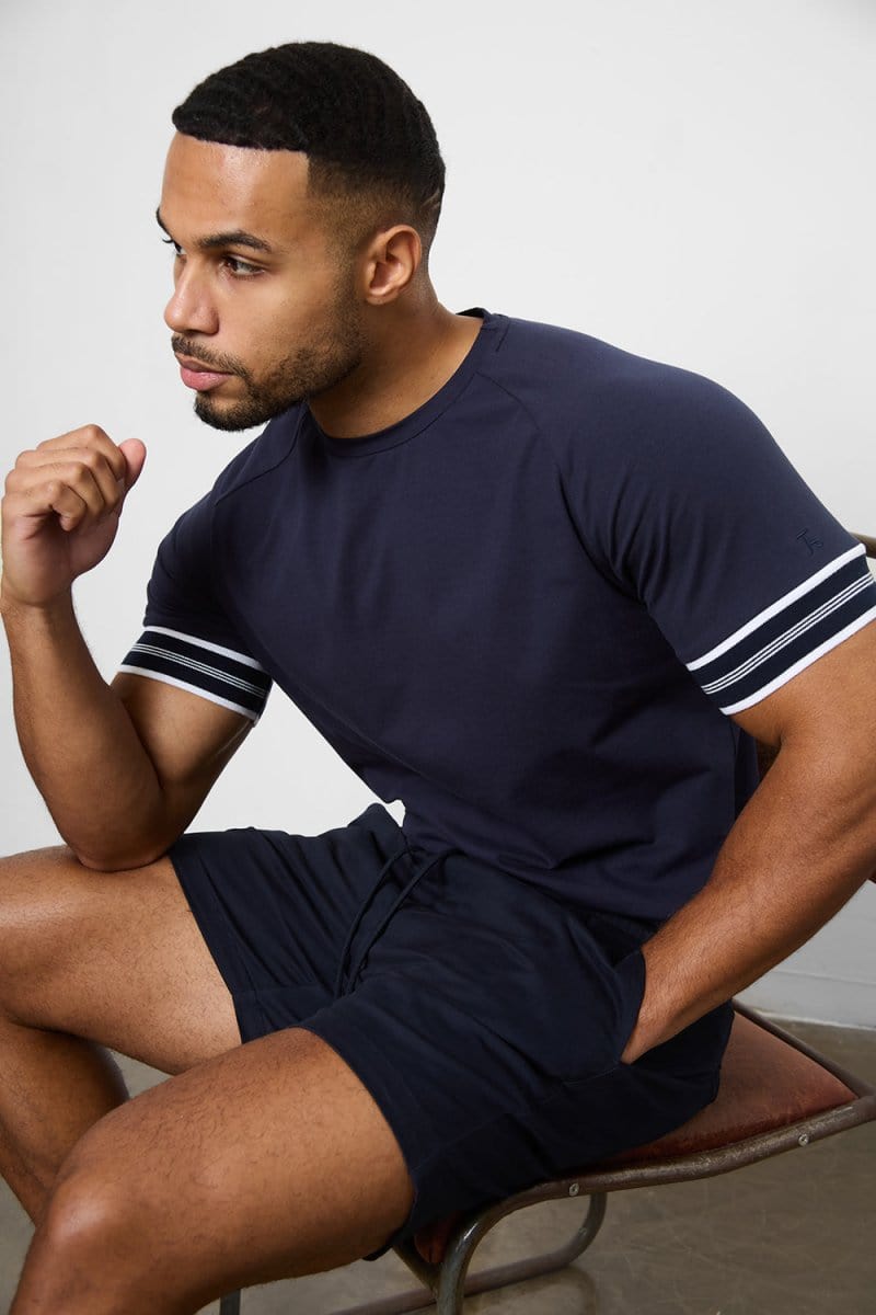 Muscle Fit Drawstring Chino Short - Shorter Length in Navy